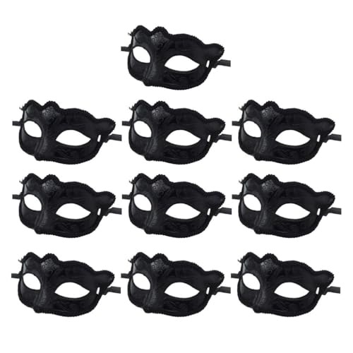 misppro 10 Stück schwarze venezianische Maskerade Ball Maske - Einstellbare Party Augenmaske für Männer und Frauen von misppro