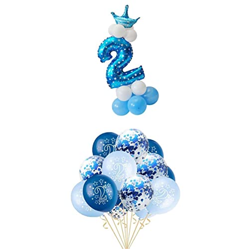 misppro 2 Sets Konfetti Luftballons 12 Zoll 2. Geburtstag + Zahlen Folienballons von misppro