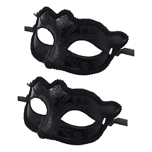 misppro 2 Stück schwarze venezianische Maskerade Party Augenmaske für Damen und Herren - Verstellbare Maskerade Ball Maske für Kostüme, Partys und Events misppro 2 Stück schwarze venezianische Maskerade Party Augenmaske für Damen und Herren - Verstellbare Maskerade Ball Maske für Kostüme, Partys und Events von misppro