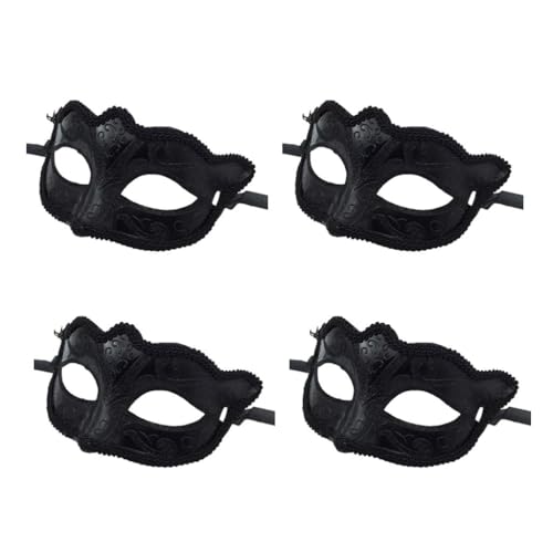 misppro 4 Stück schwarze venezianische Maskenballmaske – verstellbare Party-Augenmaske für Frauen und Männer von misppro