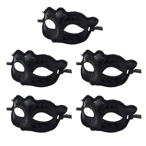 misppro 5-teiliges schwarzes venezianisches Maskenballmasken-Set für Damen und Herren, verstellbare Party-Augenmaske misppro 5-teiliges schwarzes venezianisches Maskenballmasken-Set für Damen und Herren, verstellbare Party-Augenmaske von misppro