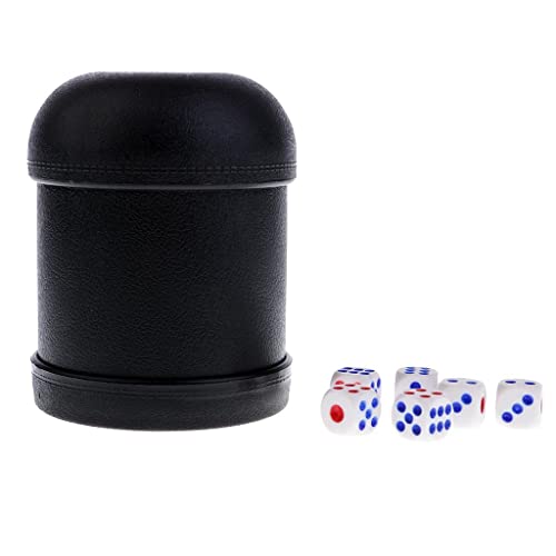 misppro 6-teiliges Würfel-Set für Casino-Poker-Spiele und Würfelbecher, digitales Acryl-Würfel-Set von misppro