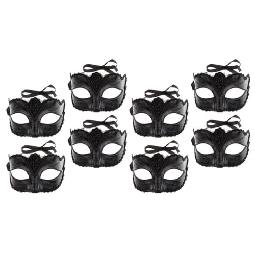 misppro 8 Stück Schwarz Venezianische Maskenball Maske Set für Damen und Herren - Verstellbare Party Augenmaske für Maskerade Kostüme von misppro
