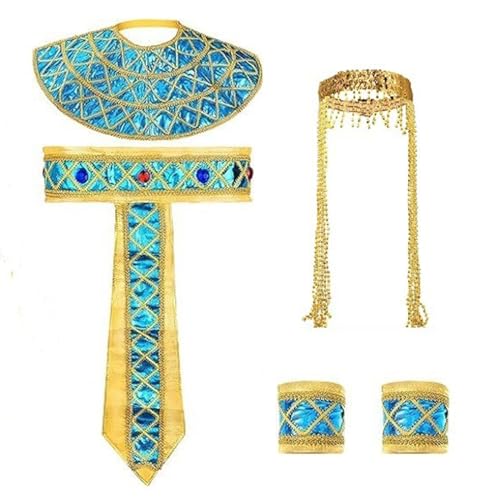 misppro Ägyptische Königin Kostüm für Frauen Mädchen mit Stirnband, Gürtel, Kragen und Manschetten, altes Ägypten, Prinzessinnen-Kostüm von misppro
