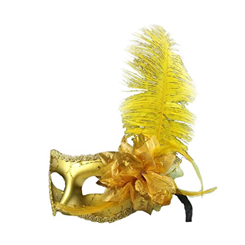 misppro Augenmaske mit Federblumen, Maskenball, Party, venezianischer Stil, goldfarben, für Halloween, Karneval und Fasching misppro Augenmaske mit Federblumen, Maskenball, Party, venezianischer Stil, goldfarben, für Halloween, Karneval und Fasching von misppro