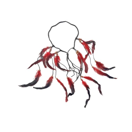 misppro Böhmisches Feder-Stirnband, indischer Boho-Kopfschmuck mit künstlichen Federn für Abschlussball, Kostüm, Urlaub, Cosplay, Rot misppro Böhmisches Feder-Stirnband, indischer Boho-Kopfschmuck mit künstlichen Federn für Abschlussball, Kostüm, Urlaub, Cosplay, Rot von misppro