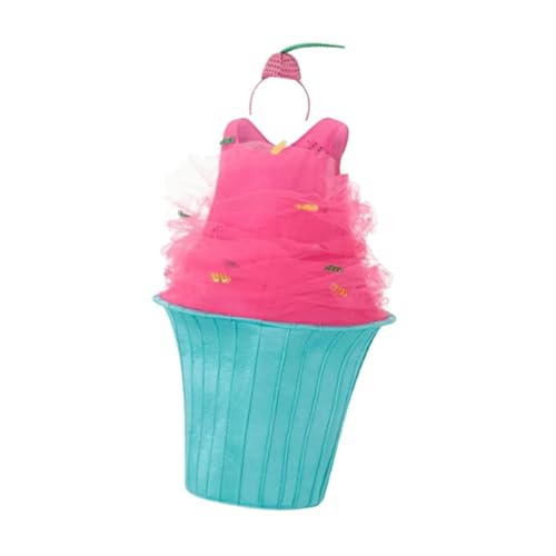 misppro Cupcake-Cosplay-Kostüm mit Hut für Damen, Familienfeier, Halloween, Tanz-Outfit, Kuchenrock, Eiscreme-Hut von misppro