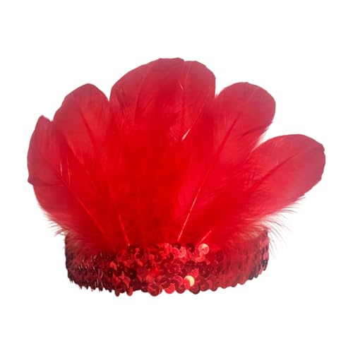 misppro Feder-Stirnband, indischer Kopfschmuck mit Pailletten, für Party, Kostüm, Tanz, Bühnenaufführung, 18 x 12 cm, Rot misppro Feder-Stirnband, indischer Kopfschmuck mit Pailletten, für Party, Kostüm, Tanz, Bühnenaufführung, 18 x 12 cm, Rot von misppro