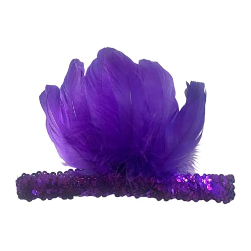 misppro Feder-Stirnband, indischer Kopfschmuck mit Pailletten, für Party, Kostüm, Tanz, Bühnenaufführung, 18 x 12 cm, Violett von misppro