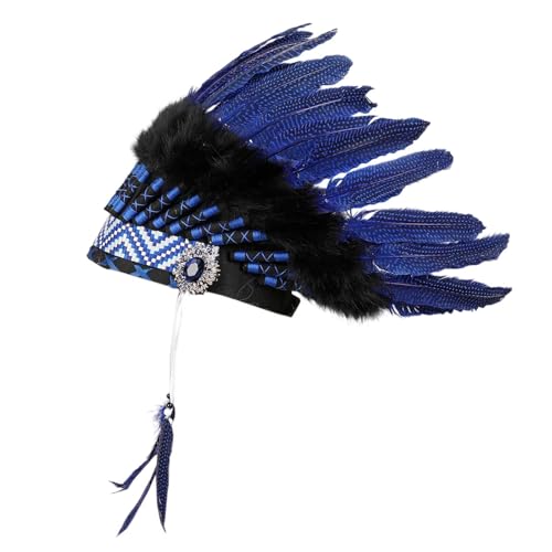 misppro Indischer Kopfschmuck, verstellbar, für Herren und Damen, Kostümzubehör mit künstlichen Federn für Partys, Halloween, Cosplay, Marineblau misppro Indischer Kopfschmuck, verstellbar, für Herren und Damen, Kostümzubehör mit künstlichen Federn für Partys, Halloween, Cosplay, Marineblau von misppro