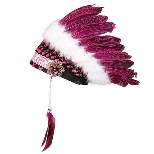 misppro Indischer Kopfschmuck, verstellbar, für Herren und Damen, Kostümzubehör mit künstlichen Federn für Partys, Halloween, Cosplay, Rosarot misppro Indischer Kopfschmuck, verstellbar, für Herren und Damen, Kostümzubehör mit künstlichen Federn für Partys, Halloween, Cosplay, Rosarot von misppro