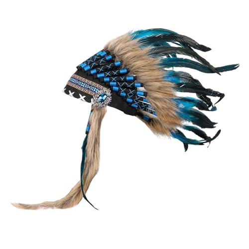 misppro Indischer Kopfschmuck, verstellbar, für Herren und Damen, Kostümzubehör mit künstlichen Federn für Partys, Halloween, Cosplay, Seeblau misppro Indischer Kopfschmuck, verstellbar, für Herren und Damen, Kostümzubehör mit künstlichen Federn für Partys, Halloween, Cosplay, Seeblau von misppro