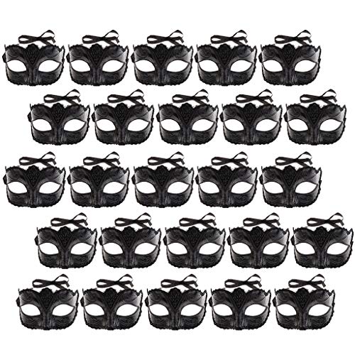 misppro Maskenball, 25 Stück, schwarz, venezianische Augenmaske für Damen und Herren, verstellbar, hochwertig, Party-Zubehör, Zubehör misppro Maskenball, 25 Stück, schwarz, venezianische Augenmaske für Damen und Herren, verstellbar, hochwertig, Party-Zubehör, Zubehör von misppro