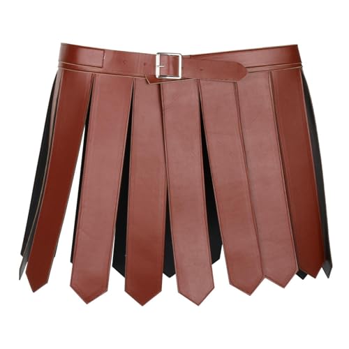 misppro Römischer Gladiatorenrock, Krieger-Kostüm, PU-Leder, mittelalterlich, spartanische Kampfkleidung, verstellbar, 38 cm, für Cosplay, Halloween, Braun von misppro