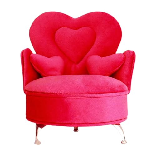 misppro Sofa-Schmuckschatulle, Puppenhaus-Möbel für 1/6 Maßstab, Mini-Zubehör, Couch, Schmuckschatulle für Schlafzimmer, Ringe, Arbeitsplatte, Geschenk, Damen, Rot von misppro