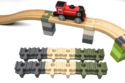 missing piece - Duplo-Adapter für Holzeisenbahnen (12 Stück) (Neutrale Töne) von missing piece