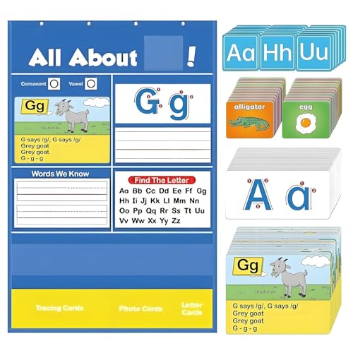 Alphabet Pocket Chart, Letter Learning Tool, Interactive Handwriting Practice, Visual Phonics Aid, 26 Card Set, for Preschool, Homeschool, Classroom Use, 360g Multicolor Alphabet Pocket Chart, Letter Learning Tool, Interactive Handwriting Practice, Visual Phonics Aid, 26 Card Set, for Preschool, Homeschool, Classroom Use, 360g Multicolor von mivceklw