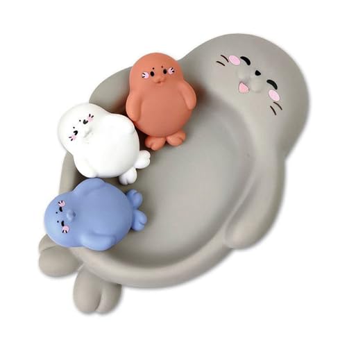 Mivceklw Baby Bath Floating Toys, 4 Stück Rubber Animal Pool Toys, Educational Water Playset for Kids 18 Monate +, Fun Bath Time & Beach Activity for Boys & Girls von mivceklw