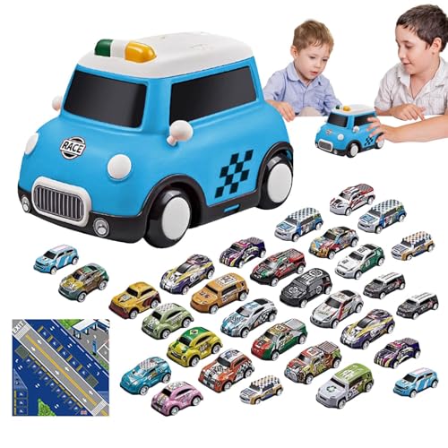 Pull Back Car Toys, Tiny Race Car Playset for Toddler, Friction Powered Vehicles, Interactive Alloy, Educational Toys for Kids, Party Favors and Classroom Rewards, 1 Set von mivceklw