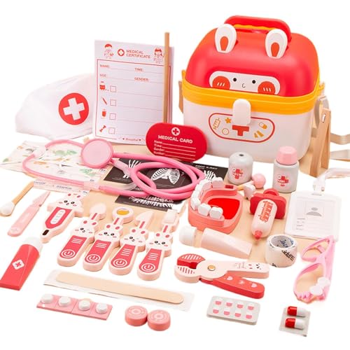 Sleek Kids Doctor Playset, Bunny Theme Pretend Doctor Toys, Educational Doctor Role Play Set, Wooden Kids Doctors Kit 27x17x17cm for Birthday Christmas, Indoor, Outdoor, Present Sleek Kids Doctor Playset, Bunny Theme Pretend Doctor Toys, Educational Doctor Role Play Set, Wooden Kids Doctors Kit 27x17x17cm for Birthday Christmas, Indoor, Outdoor, Present von mivceklw