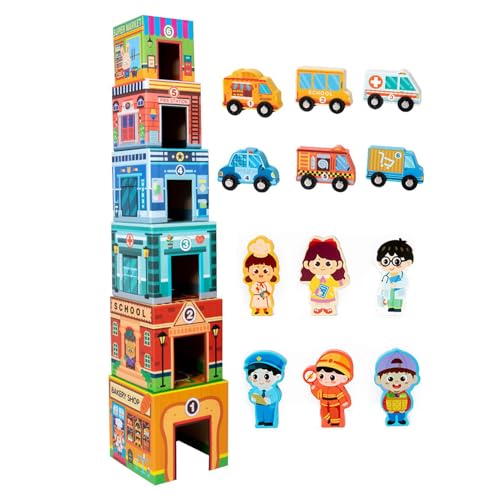 Sleek Town Play Set, City Building Blocks Toy, Wooden Car Garage Toy, Decorative Town Play Set 14.7x14.7x16cm for Kids, Indoor, Outdoor, Present, Living Room, Bed Room, Multicolor Sleek Town Play Set, City Building Blocks Toy, Wooden Car Garage Toy, Decorative Town Play Set 14.7x14.7x16cm for Kids, Indoor, Outdoor, Present, Living Room, Bed Room, Multicolor von mivceklw