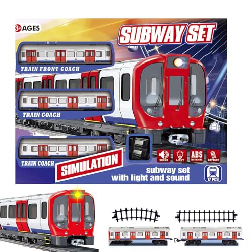 Train Set, Toddler Train Track Toy, Educational Electric Retro Subway Playset with Light and Sound for Kids Aged 4-10 Years Old, Battery-Powered Railway Kit, 15.75x12.01 Inches von mivceklw