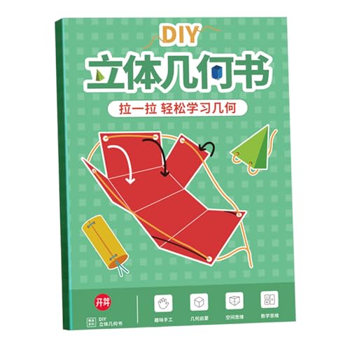 mivceklw 3D Geometrie Arbeitsbuch - Interaktives Ziehfaden Lernset Mit Pop-Up-Modellen - Interaktives Lehrmaterial Für Schule Zuhause Kindergarten Reisen & Innenräume von mivceklw