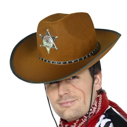 mivceklw Cowgirlhut Damen | Atmungsaktiver Vintage-Western-Cowgirl-Hut,Cowboyhut formbare Krempe und Pentagramm für Cosplay mivceklw Cowgirlhut Damen | Atmungsaktiver Vintage-Western-Cowgirl-Hut,Cowboyhut formbare Krempe und Pentagramm für Cosplay von mivceklw