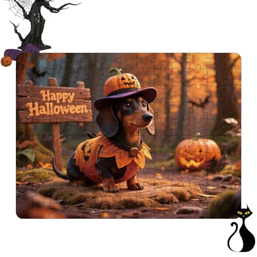 mivceklw Halloween Puzzles Für Erwachsene, 130 Teile Puzzle Mit Kürbis Und Tieren Motiv, Lernspiel Für Kinder Erwachsene Spiel Familienabend von mivceklw