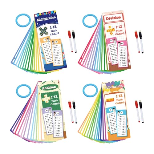 mivceklw Multiplikationskarten, interaktives Lernspiel, inklusive 2 Dry Erase Pens, doppelseitige Lernkarten, ideal für Klassenzimmer und Homeschool, 3,15 x 2,76 Zoll von mivceklw