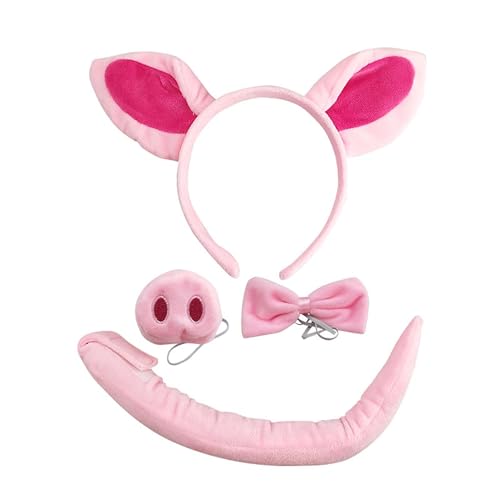 mivceklw Pig Nose and Ears Kostüm-Set, 4-teilig, Plüschtier, Dress-Up-Set mit Haarband, Curly-Tail & verstellbarem Zubehör für Party, Cosplay & Halloween mivceklw Pig Nose and Ears Kostüm-Set, 4-teilig, Plüschtier, Dress-Up-Set mit Haarband, Curly-Tail & verstellbarem Zubehör für Party, Cosplay & Halloween von mivceklw