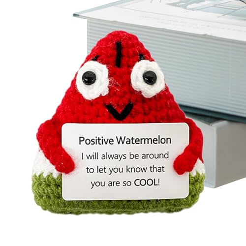 mivceklw Positive Fruchtpuppe, gestrickte Wassermelonen-Doll, Emotionale Spielzeughalterung, inspirierend, aus Wolle, Fruchtpuppe, 1 Stück, bunt, ideal für emotionale Unterstützung und Stressabbau, 8 von mivceklw