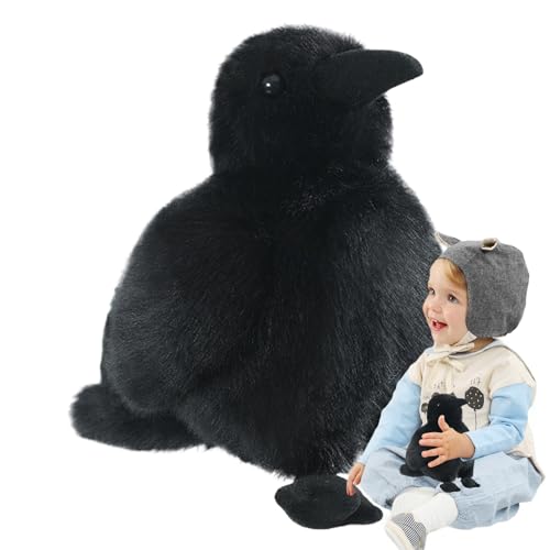 mivceklw Simulation Crow Plush Toy, Realistic Cartoon Raven Doll, Soft Bird Plush Decor for Bedroom, Game Room, Living Rooms, Offices Desk, Kids Room, Collectible, 9.84x9.84 Inches von mivceklw