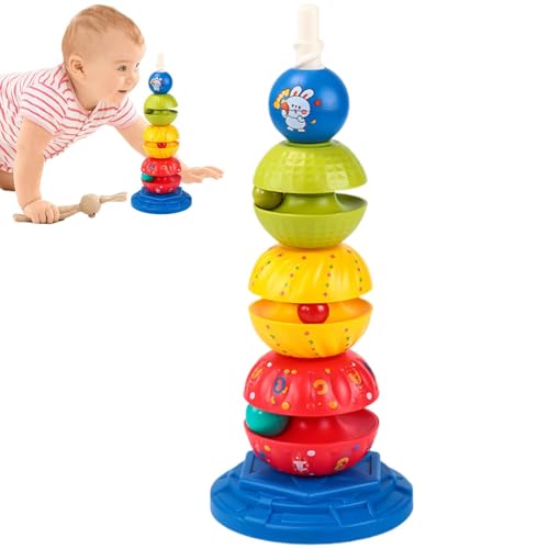 mivceklw Stacking Toys Toddler, Rainbow Tower Blocks, Interactive Balance Game with Safe and Sturdy Materials for Children to Learn Through Play, 6.1x14.96 Inches von mivceklw