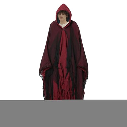 mivceklw Unheimlicher Umhang mit Kapuze für Erwachsene für Halloween | Gruseliger Capeline für Erwachsene Unisex mit Kapuze – Cosplay-Umhang für Spukhaus, Show, Rollenspiel und Halloween-Party von mivceklw