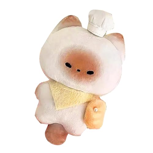mivceklw Unique Cat Stuffed Animal, Soft Steamed Bun Cat Doll, Versatile Chef Bread Cat Plush, Cute Kitten Stuffed Doll with a Fun Chef Bread Theme for Schoolbag, Purse, and Toy Collection von mivceklw