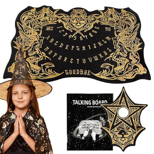 mivceklw Wigi Board, Skull Pendulum, Metaphysisches Dowsing Tool, Spirit Communication Design Travel Friendly Build, Black Resin for Home Rituals Gold Psychic Readings, 8,35 x 11,61 Zoll von mivceklw