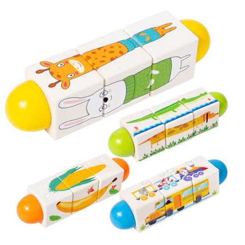 mivceklw Wooden Building Blocks, Rotating Puzzle Game, Handeye Koordination Entwicklung, Lernspielzeug für Preschool-Klassenzimmer und Heimspiele, 15 x 4 x 4 cm von mivceklw