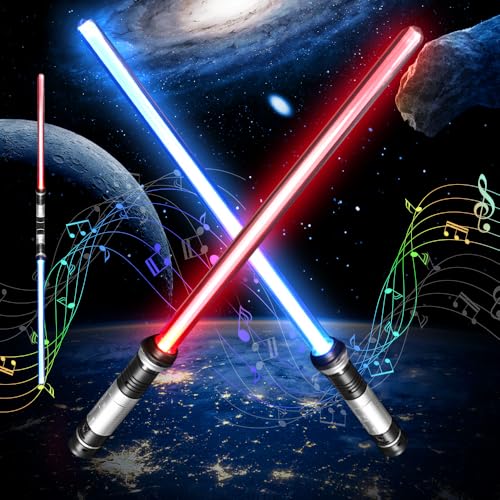 mizikuu 2 Stück Laserschwert Kinder, 2 in 1 Lichtschwert Doppelklingen Schwerter Spielzeug mit 7 Farben & Soundeffekten Laser Sword einziehbare für Cosplay Spielzeug für Kinder Geschenk mizikuu 2 Stück Laserschwert Kinder, 2 in 1 Lichtschwert Doppelklingen Schwerter Spielzeug mit 7 Farben & Soundeffekten Laser Sword einziehbare für Cosplay Spielzeug für Kinder Geschenk von mizikuu