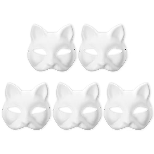 mizikuu DIY Weiße Papier Maske, 5 Stücke Pappmaché Kunst Masken Zellstoff Blank zum Bemalen Maskerade Masken Leere Papiermasken Fuchsmasken für Karneval, Cosplay, Halloween Party, Maskerade Party mizikuu DIY Weiße Papier Maske, 5 Stücke Pappmaché Kunst Masken Zellstoff Blank zum Bemalen Maskerade Masken Leere Papiermasken Fuchsmasken für Karneval, Cosplay, Halloween Party, Maskerade Party von mizikuu