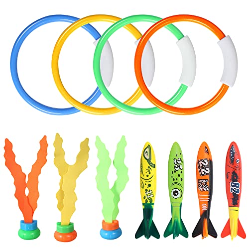 mizikuu Tauchen Spielzeug,11 Stück Tauchspielzeug für Kinder Unterwasser Schwimmspielzeug mit Tauchringe Torpedos Schwerkraft Schwanz für Junge Mädchen,Poolparty,Schwimmbad mizikuu Tauchen Spielzeug,11 Stück Tauchspielzeug für Kinder Unterwasser Schwimmspielzeug mit Tauchringe Torpedos Schwerkraft Schwanz für Junge Mädchen,Poolparty,Schwimmbad von mizikuu