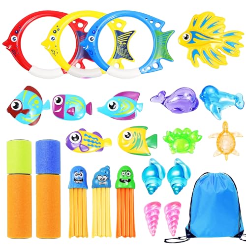 mizikuu 23 Stück Tauchen Spielzeug,Tauchspielzeug für Kinder Unterwasser Schwimmspielzeug mit Tauchringe Torpedos Schwerkraft Schwanz für Junge Mädchen,Poolparty,Schwimmbad mizikuu 23 Stück Tauchen Spielzeug,Tauchspielzeug für Kinder Unterwasser Schwimmspielzeug mit Tauchringe Torpedos Schwerkraft Schwanz für Junge Mädchen,Poolparty,Schwimmbad von mizikuu