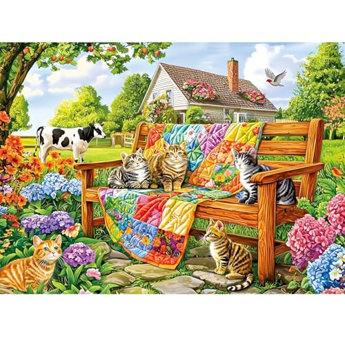 300-teiliges Puzzle für Erwachsene, Katzen-, Kuh-, Tier-Puzzle für Erwachsene, 300-teiliges Puzzle für Senioren, großes Stück, Quilt-Haus-Puzzle für Kinder im Alter von 8–10, herausforderndes 300-teiliges Puzzle für Erwachsene, Katzen-, Kuh-, Tier-Puzzle für Erwachsene, 300-teiliges Puzzle für Senioren, großes Stück, Quilt-Haus-Puzzle für Kinder im Alter von 8–10, herausforderndes von mjyphdm