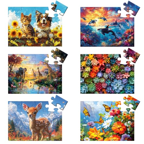 6 Packungen 16 Großteiliges Puzzle für Senioren - Demenz-Puzzles für ältere Erwachsene, Alzheimer-Puzzles Gedächtnis-Kognitive Spiele für ältere Senioren mit 6 Aufbewahrungstaschen von mjyphdm