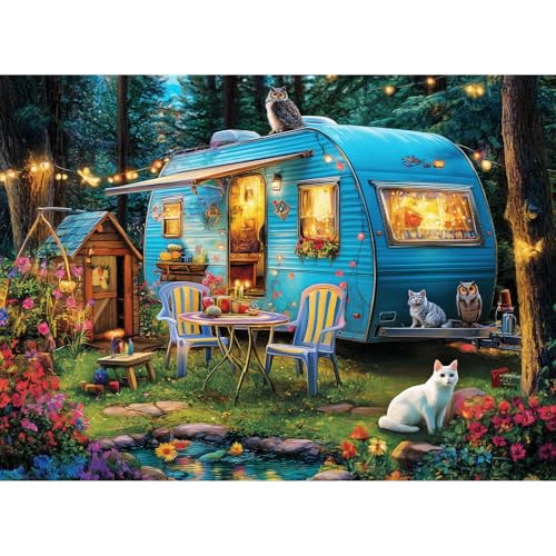 Puzzle 300 Teile für Erwachsene, Wohnwagen-Katzen-Puzzle, 300-teiliges großes Puzzle für Kinder und ältere Erwachsene, robust, sicher, attraktives und pädagogisches Spielzeug, groß Puzzle 300 Teile für Erwachsene, Wohnwagen-Katzen-Puzzle, 300-teiliges großes Puzzle für Kinder und ältere Erwachsene, robust, sicher, attraktives und pädagogisches Spielzeug, groß von mjyphdm