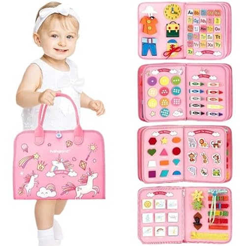 mobumeia Busy Board, Montessori Spielzeug ab 1 Jahr, 8 in 1 Montessori Spielzeug Activity Board Motorikspielzeug & Lernspielzeug für 2 3 4 5 Jahre, Lernspiel als Geschenk für Kinder von mobumeia