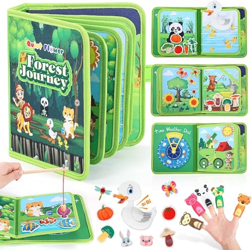 mobumeia Busy Board ab 1 Jahr, Quiet Busy Book Montessori Spielzeug ab 1-5 Jahr aus Weichem Filz für frühe Bildung, Activity Board Sensorik Spielzeug Jahre Junge Mädchen Geschenk für Autofahrt von mobumeia