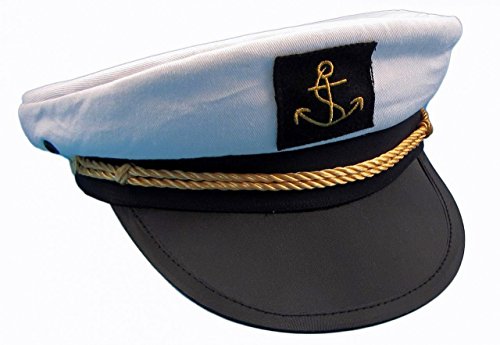modAS Kapitänsmütze Matrosenmütze - Mütze Kapitän Matrosen Marine Hut Skipper Partyhut Damen Herren Größe 54 von modAS