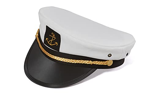 modAS Kapitänsmütze Matrosenmütze - Mütze Kapitän Matrosen Marine Hut Skipper Partyhut Damen Herren Größe 53 von modAS