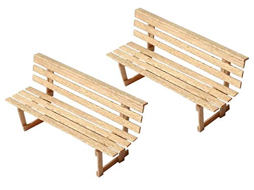 modellbahn-exklusiv Gartenbank Holzbank, 2er Set, Spur 0 (Null), 1:45 von modellbahn-exklusiv